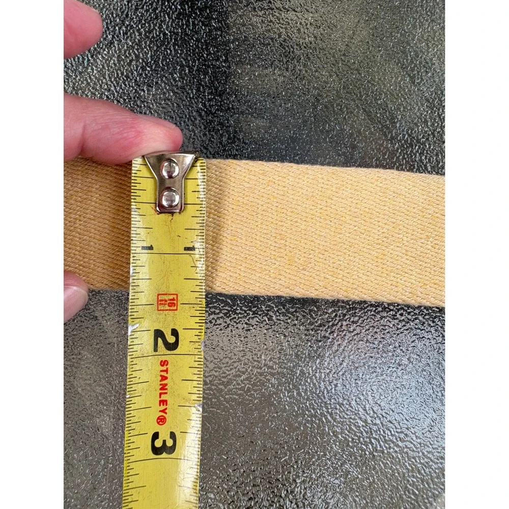 Dooney & Bourke Vintage Canvas Leather Belt Tan Brown Solid Brass Buckle 36 6212